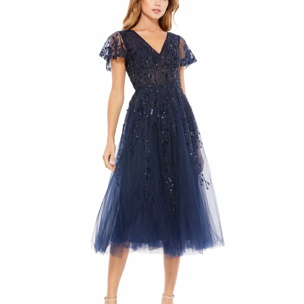 MAC DUGGAL DRESS STYLE 20304
$598.00 MSRP MIDNIGHT
 Navy Blue beaded sequins 14